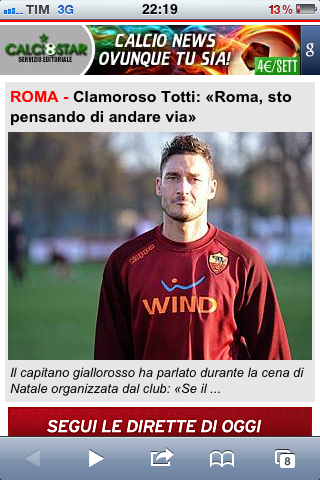 CLAMOROSO: Totti pensa di lasciare la Roma!