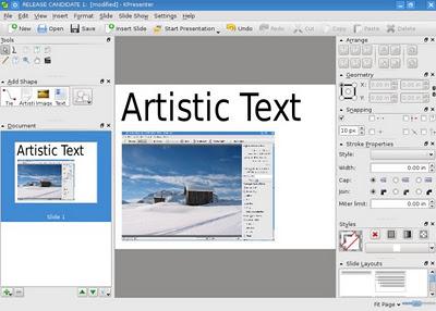 KPresenter è l'applicazione di punta del progetto KDE per creare in pochi minuti presentazioni degne di nota.