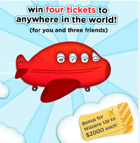 Vinci 4 biglietti aerei per qualsiasi destinazione nel mondo con il Contest ‘Con Waze vai ovunque’!