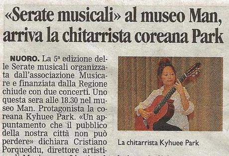 Concerto di Kyhuee Park a Nuoro