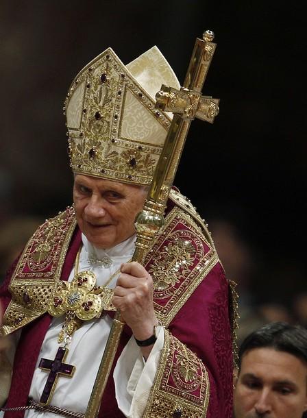 Pope Benedict XVI arrives to lead a Vesper prayer in St. Peter's Basilica at the Vatican December 15, 2011.