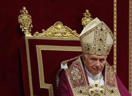 Pope Benedict XVI looks on as he leads a Vesper prayer in St. Peter's Basilica at the Vatican December 15, 2011.