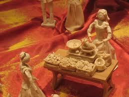 Rappresentazione della natività in un presepe di pane
