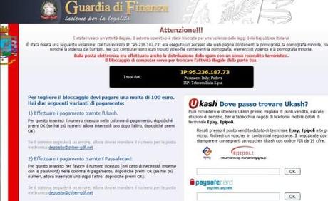 Attenzione al virus della Guardia di Finanza Virus Guardia di finanza Finanza Come rimuovere virus guardia di finanza Antivirus 