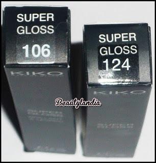 Swatch e Review Supergloss n 106 e n 124 KIKO