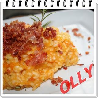 Risotto di zucca con croccante di pancetta e rosmarino