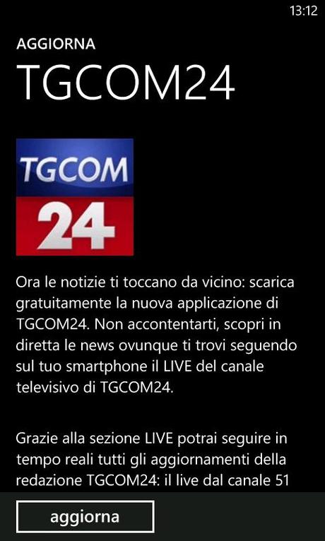Update: TGCOM24 v.1.1 per Windows Phone