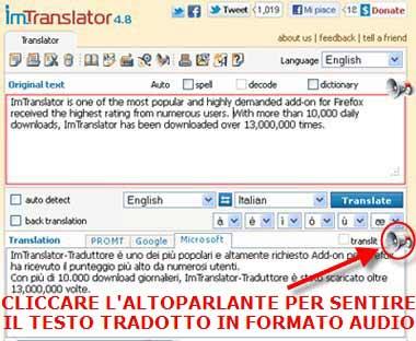 ImTraslator ImTranslator: il Traduttore che ti legge a voce le pagine tradotte