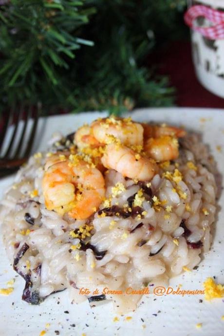 RISOTTO AL RADICCHIO CON GAMBERI AL GIN E ARANCIA di Dolcipensieri