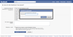 Cancellare il proprio account di facebook