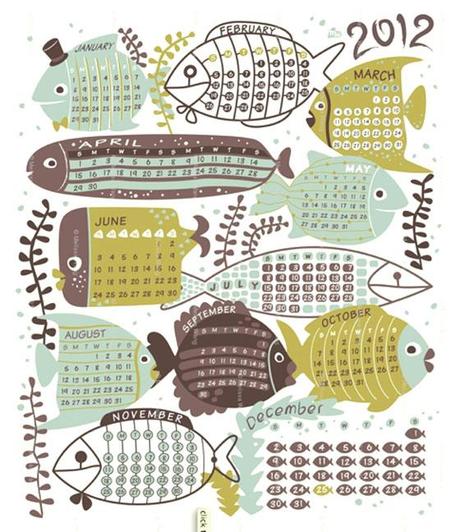 DELIZIOSI PATTERNS NEI CALENDARI 2012 STAMPATI SU STOFFA DA SPOONFLOWER