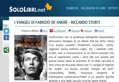 I VANGELI DI FABRIZIO DE ANDRE': Mario Bonanno recensuit per Sololibri