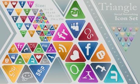 15 icone social network a forma triangolare