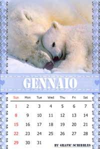 Calendario mese Gennaio - Animali Polari - Free Download