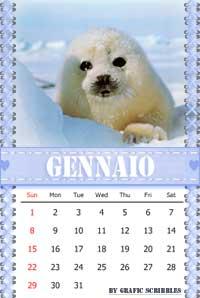 Calendario mese Gennaio - Animali Polari - Free Download