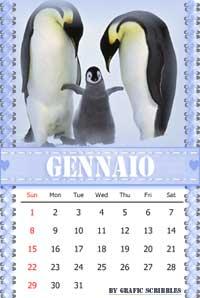 Calendario mese Gennaio - Animali Polari - Free Download