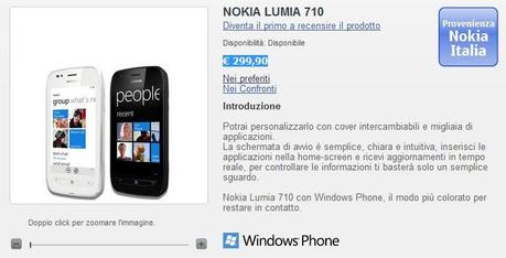 Nokia Lumia 710 disponibile su NStore.it