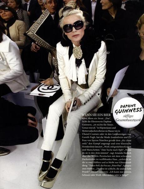 Daphne Guinness, a swan on high heels