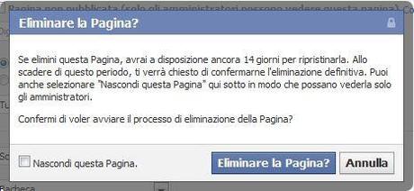 eliminare,pagina,facebook