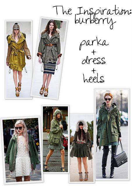 TRENDS | Parka worn with high heels