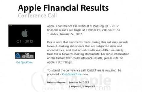 Conferenza Finanziaria Apple si terrà il 24 Gennaio