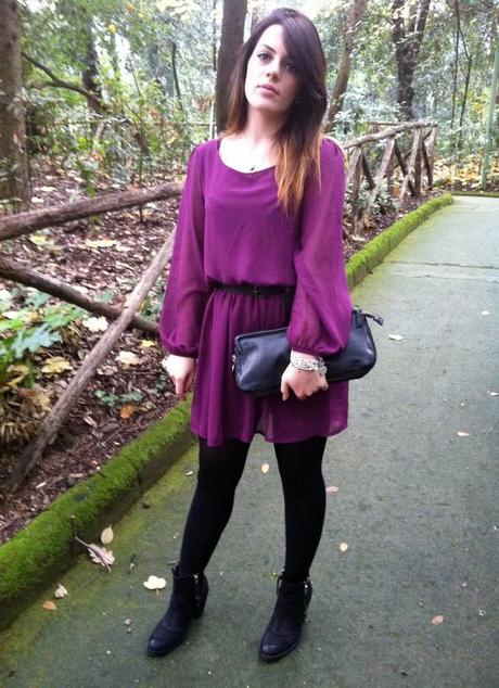 An aubergine dress