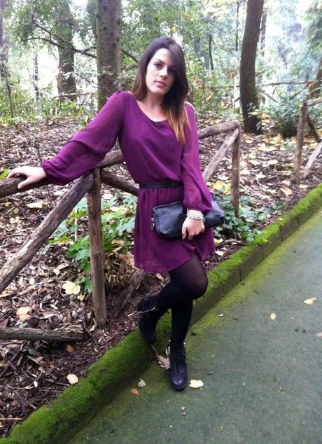 An aubergine dress