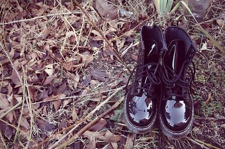 Black patent leather.