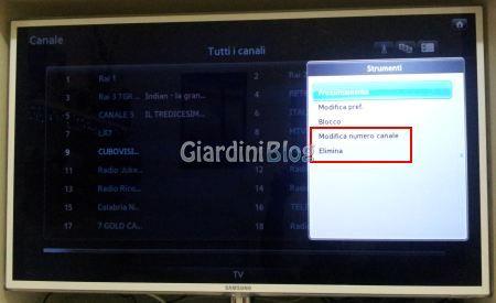 ordinare spostare eliminare canali tv samsung