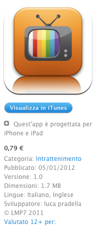 Nuova applicazione per iPhone e iPad “iTalianTV”