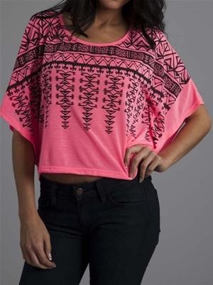 Vintage Havana Hem Tribal Printed Tee 