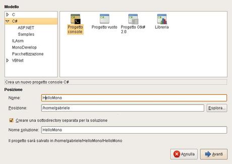 [monodevelop nuovo progetto]