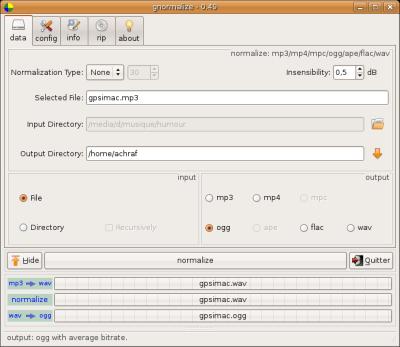 Gnormalize convertitore audio, encoder, ripper, con editor per i metadati (tag), redattore e lettore di audio cd incorporato.