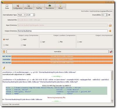 Gnormalize convertitore audio, encoder, ripper, con editor per i metadati (tag), redattore e lettore di audio cd incorporato.