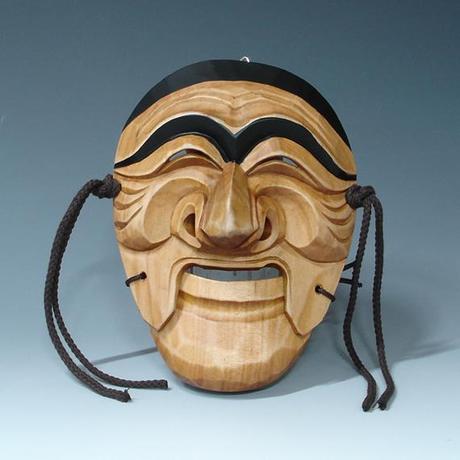 Maschera coreana Hahoe intagliata in legno