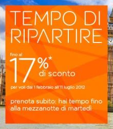 easyJet: offerta tempo di ripartire, sconto voli 2012
