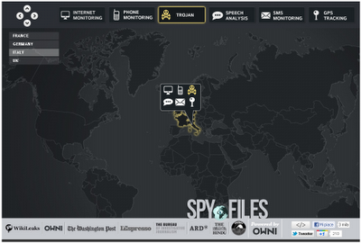 Mappa interattiva dello spionaggio su internet