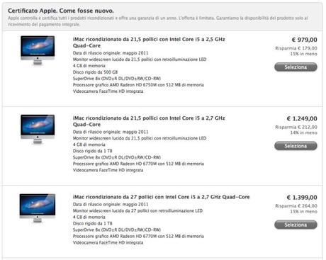 Apple Store, tutti gli iMac disponibili nei ricondizionati, sconto fino al 20%