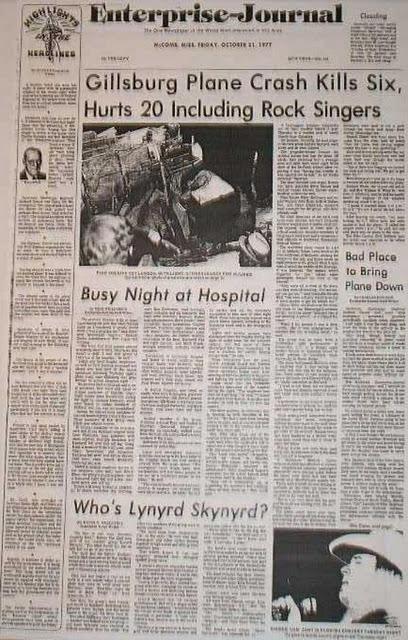 Lynyrd Skynyrd - October 20, 1977 : Gillsburg-Mississippi. La tragedia e la leggenda.