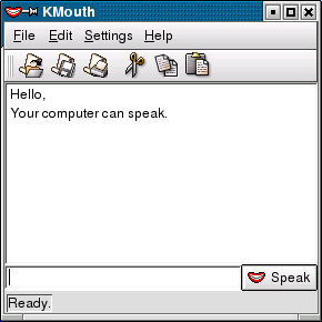 KMouth è un'applicazione che permette alle persone che non possono parlare di far parlare il loro computer.