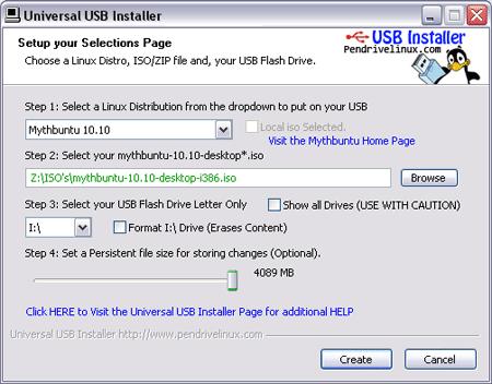 Universal USB Installer Steps