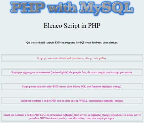Elenco script PHP