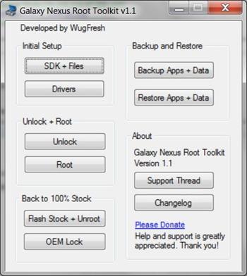 GnetToolkitv1.1 Galaxy Nexus Root Toolkit: root, recovery e sblocco bootloader per Galaxy Nexus