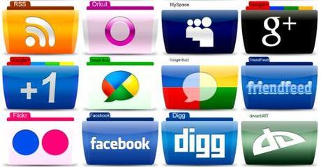 32 icone social network a forma di cartelle desktop