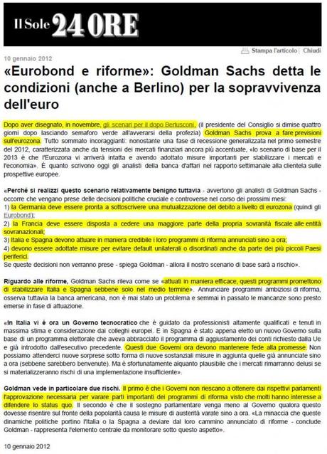 Goldman Sachs detta le condizioni1 650x902 La Voce del Padrone. Credere. Obbedire. Combattere.
