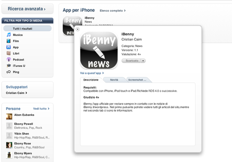 Nuova schermata in iTunes per le applicazione dell’App Store