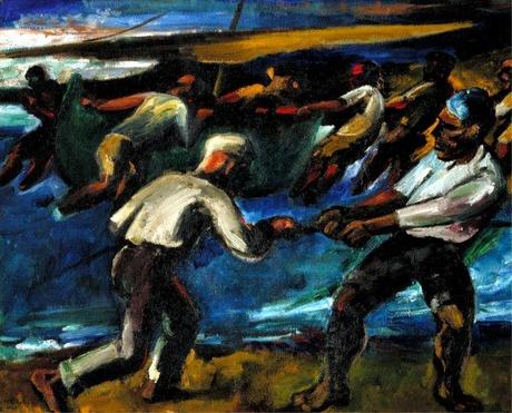 Max Pechstein, Einholen des Bootes (Alaggio della barca), 1925, Kunstmuseum Luzern, Schenkung Walter und Alice Minnich-  Foto © Kunstmuseum Luzern, Andri Stadler