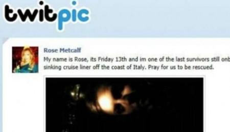 rose metcaf twitter 450x259 Costa Concordia: La nave affonda, lei posta su Facebook e Twitter