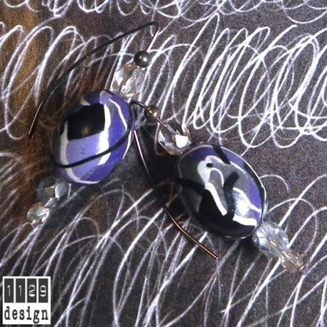 NAFIVI-orecchini-corti-viola-grigio-nero-bianco-pasta-polimerica---purple-grey-handmade-earrings