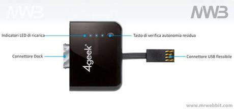 batteria supplemetare per iphone che si ricarica con la presa USB